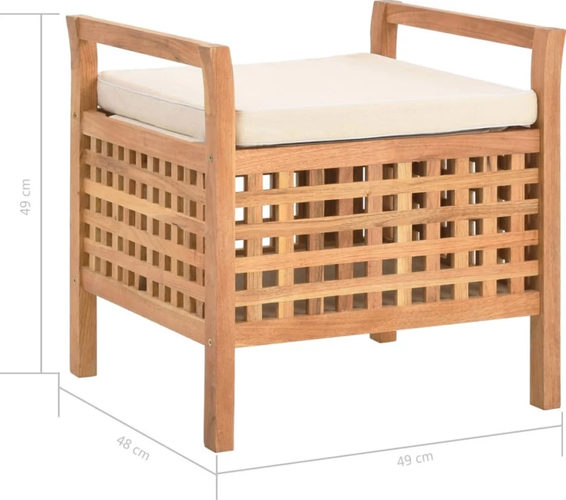 Πάγκος με Αποθηκευτικό Χώρο 49 x 48 x 49 εκ Μασίφ Ξύλο Καρυδιάς
