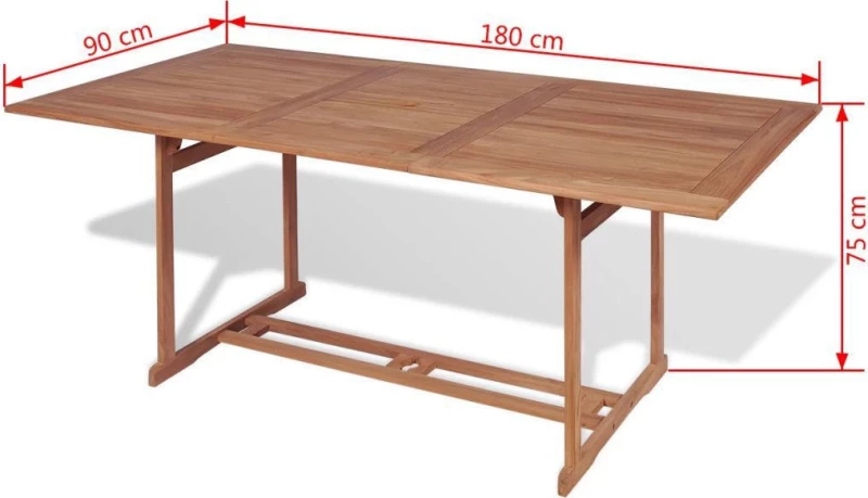 Τραπέζι Κήπου 180 x 90 x 75 εκ. από Μασίφ Ξύλο Teak