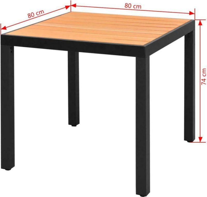 Τραπέζι Κήπου Καφέ 80 x 80 x 74 εκ. από Αλουμίνιο / WPC