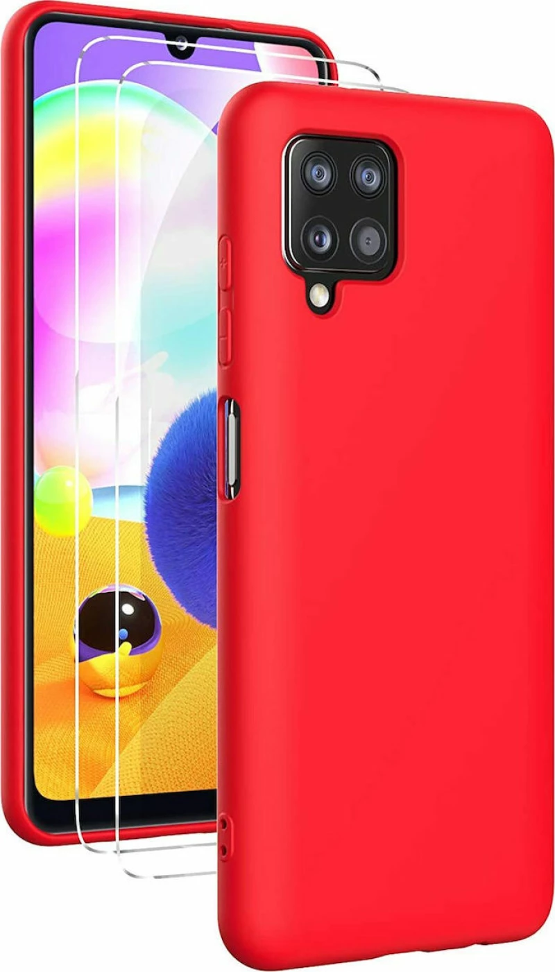 Samsung A12 – Anti-slip Liquid Silicone Gel Rubber Bumper Case with Soft Microfiber Lining Cushion Slim Hard Shell – Red (oem)