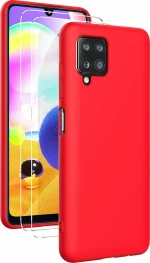 Samsung A12 – Anti-slip Liquid Silicone Gel Rubber Bumper Case with Soft Microfiber Lining Cushion Slim Hard Shell – Red (oem)