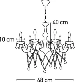 Inlight 5314-6 Πολυέλαιος 6xE14 Ø68cm με Κεράκια Διάφανος