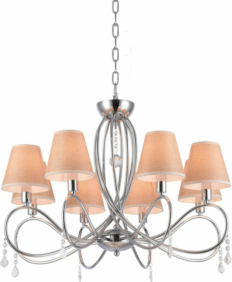 Home Lighting Πολυέλαιος 8xE14 Ø70cm με Καπέλα Ασημί 77-3666