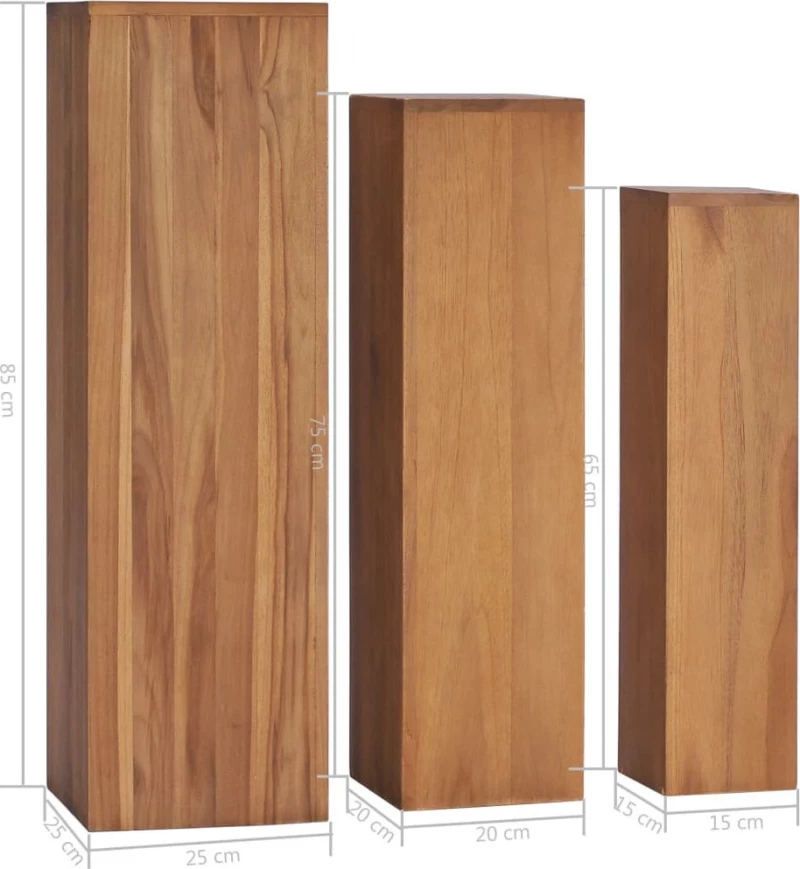 vidaXL Ανθοστήλες από Μασίφ Ξύλο Teak 3τμχ 286278