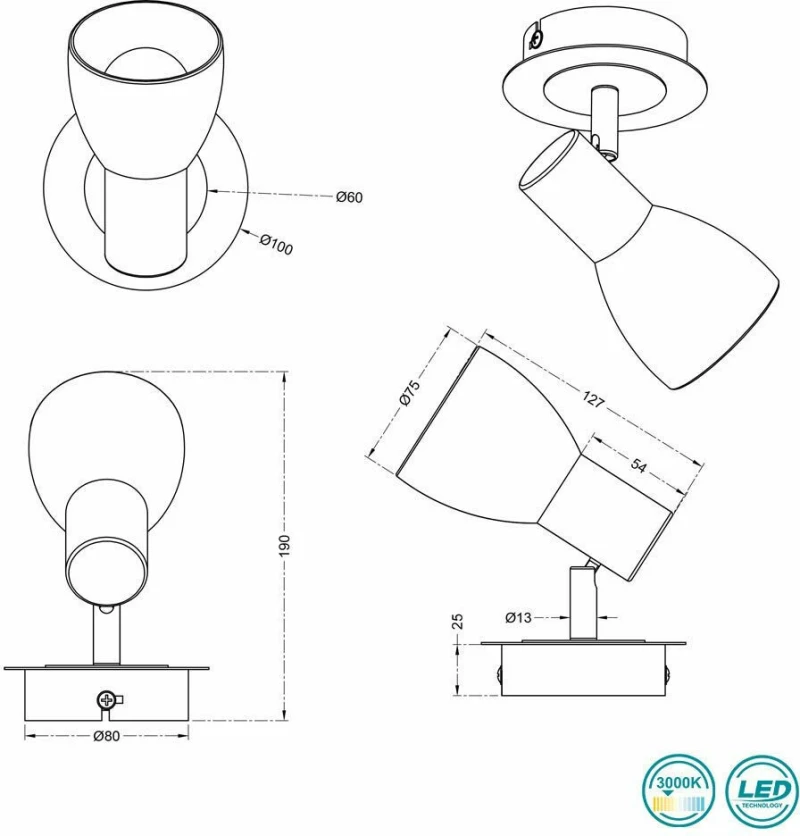 Trio Lighting Levisto Μονό Σποτ με Ντουί E14 σε Κίτρινο Χρώμα