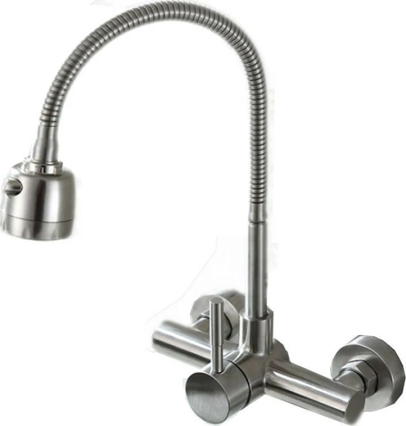SUS-304 Ψηλή Μπαταρία Κουζίνας Τοίχου με Ντουζ Chrome