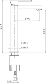 Pyramis Streto Plus 090924101 Αναμεικτική Μπαταρία Νιπτήρα Ψηλή Ασημί