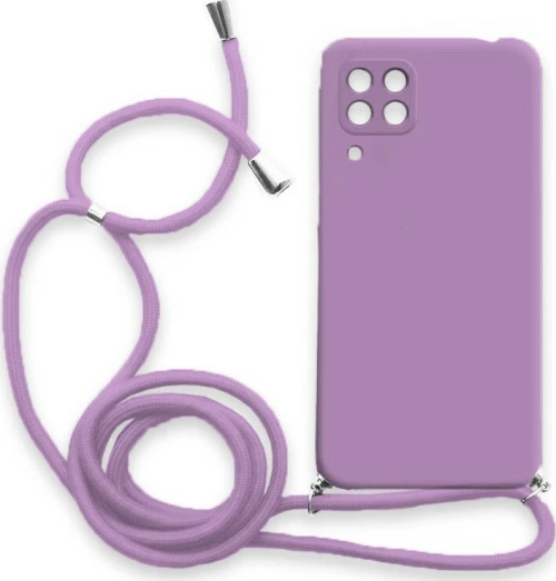 Θήκη Σιλικόνης Crossbody για Samsung Galaxy A12 - Λιλά