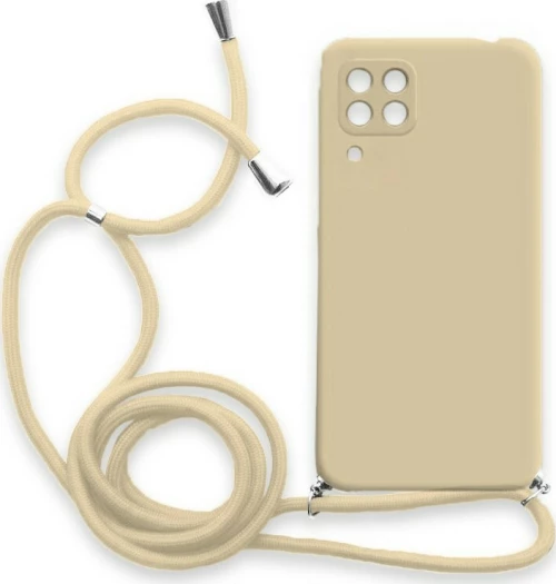 Θήκη Σιλικόνης Crossbody για Samsung Galaxy A12 - Μπεζ