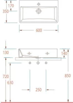 Serel Tetra Επικαθήμενος Νιπτήρας Πορσελάνης 60x35cm Λευκός