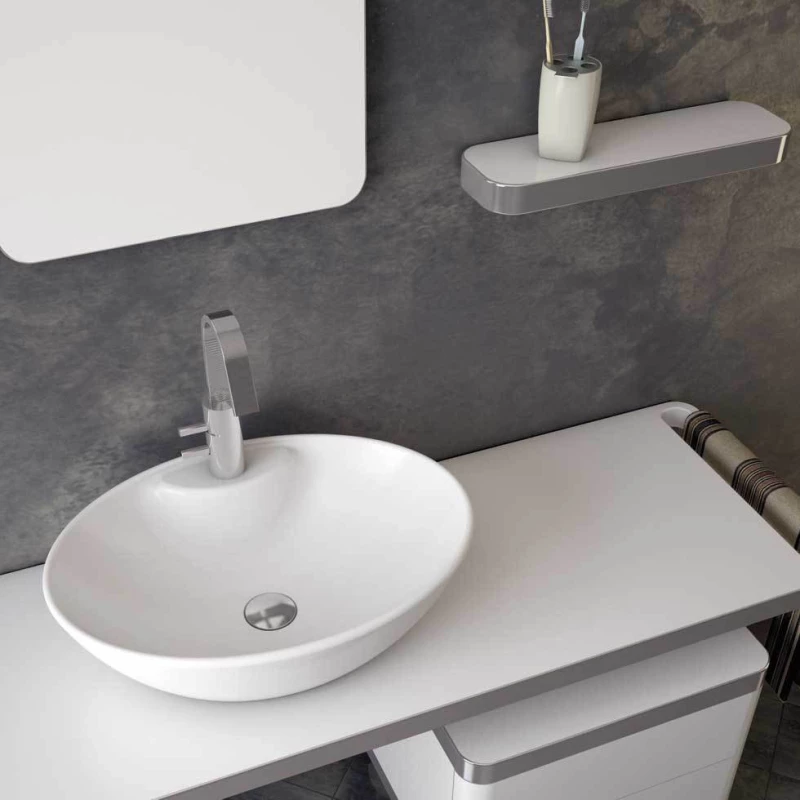 Serel CH34 Επικαθήμενος Νιπτήρας Πορσελάνης 55x41cm Λευκός