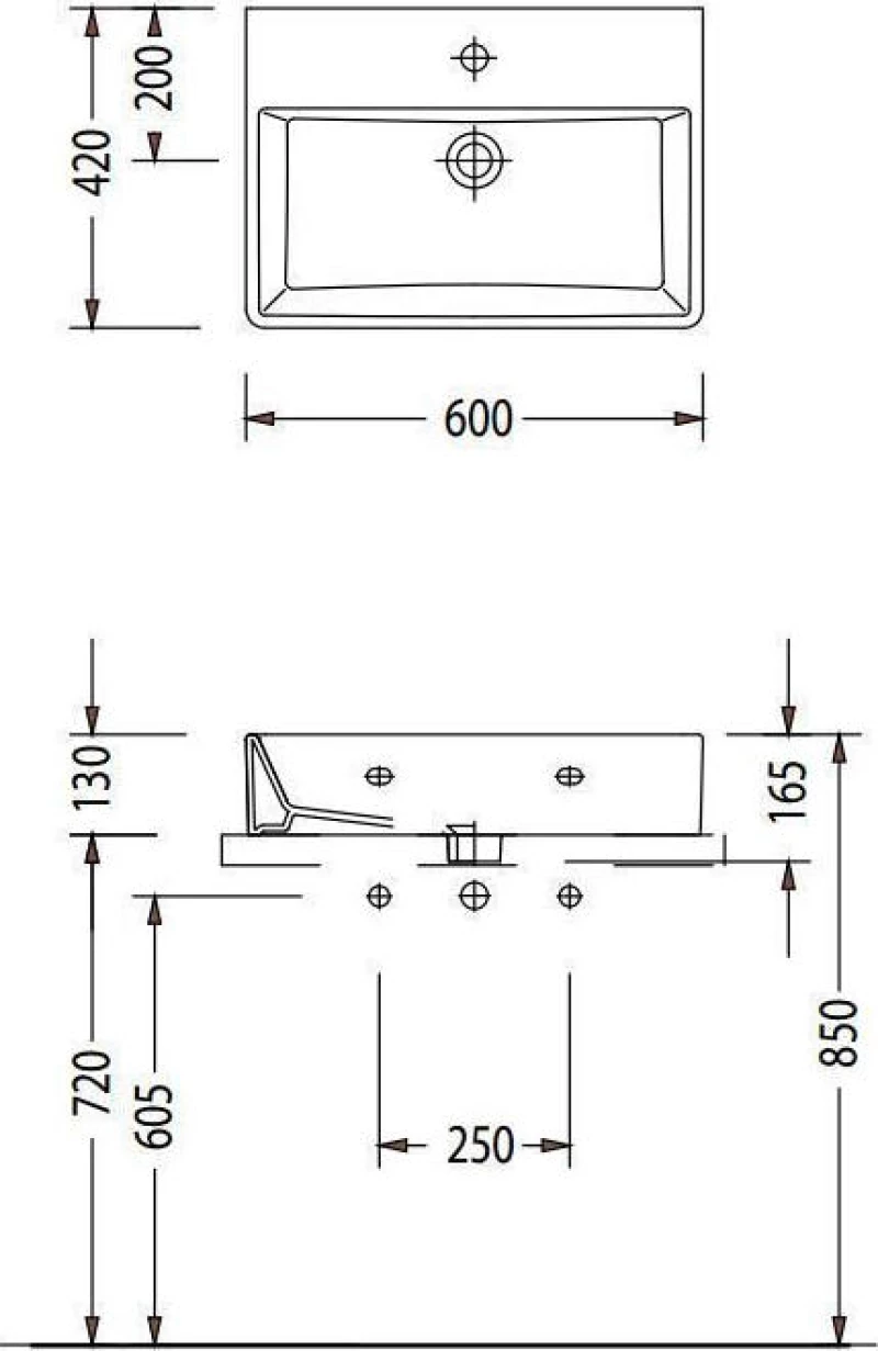 Serel Tetra Επικαθήμενος Νιπτήρας Πορσελάνης 60x42cm Λευκός