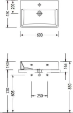 Serel Tetra Επικαθήμενος Νιπτήρας Πορσελάνης 60x42cm Λευκός