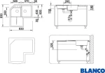 Blanco Metra 9 E Ένθετος Νεροχύτης Γωνιακός 83x83cm White