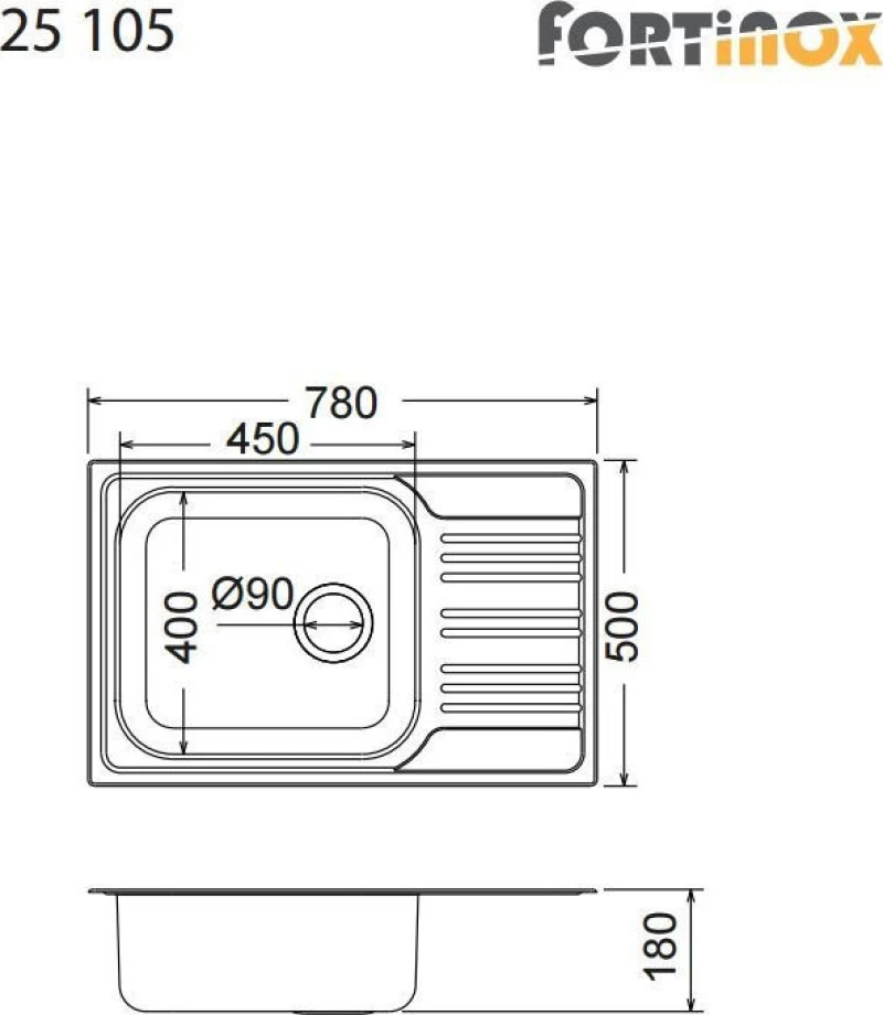 Fortinox Valley 25105 Ένθετος Νεροχύτης 78x50cm Inox Σατινέ