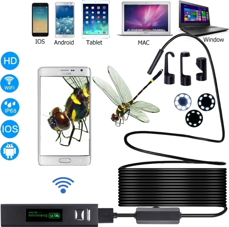 F150 WiFi Ενδοσκοπική Κάμερα για Κινητό με Καλώδιο 10m