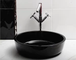 Karag Nero Επικαθήμενος Νιπτήρας Γυάλινος 42x42cm Μαύρος