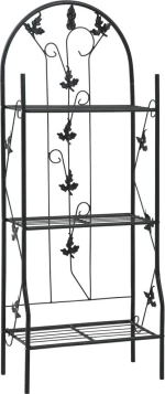 vidaXL Ραφιέρα Φυτών Τριώροφη Μαύρη 52x28x128cm