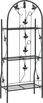 vidaXL Ραφιέρα Φυτών Τριώροφη Μαύρη 52x28x128cm