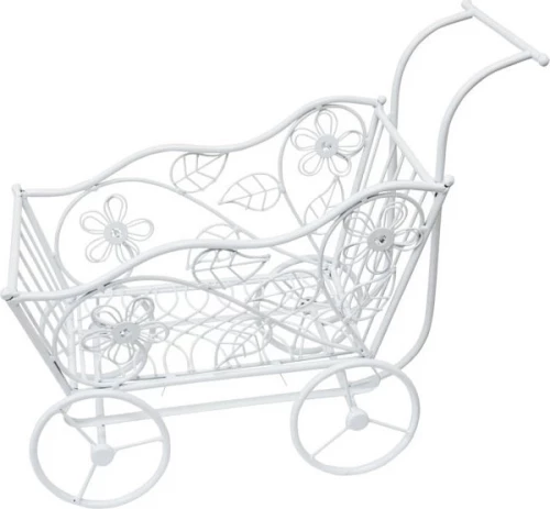 Marhome Καρότσι Μεταλλικό Λευκό 53x22x40cm
