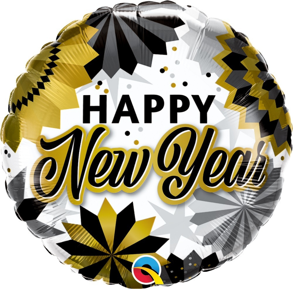 Φοιλ Happy New Year Μαύρο και Χρυσό Fans 46cm