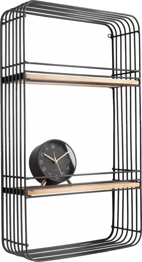 Ραφιέρα Τοίχου PT3378 Linea Rectangle Black Present Time Μέταλλο,Ξύλο