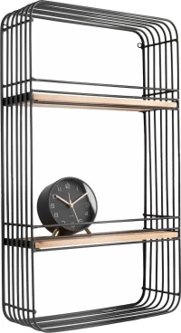 Ραφιέρα Τοίχου PT3378 Linea Rectangle Black Present Time Μέταλλο,Ξύλο
