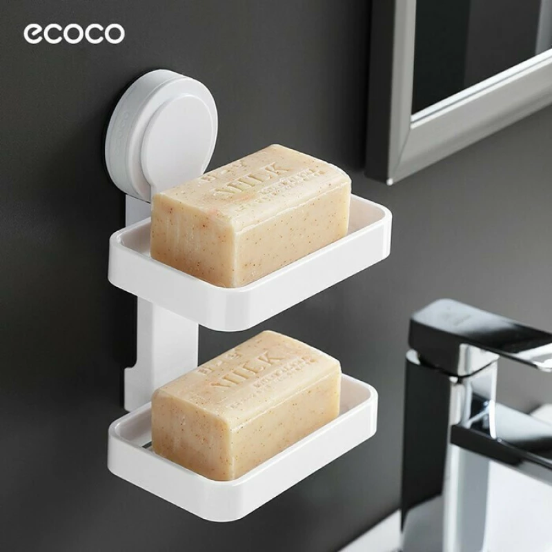 Ecoco E1508 Σαπουνοθήκη Επιτοίχια Πλαστική Λευκή