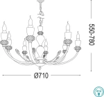 Ideal Lux Vanity SP8 Πολυέλαιος 8xE14 με Κεράκια Χρυσός 206622