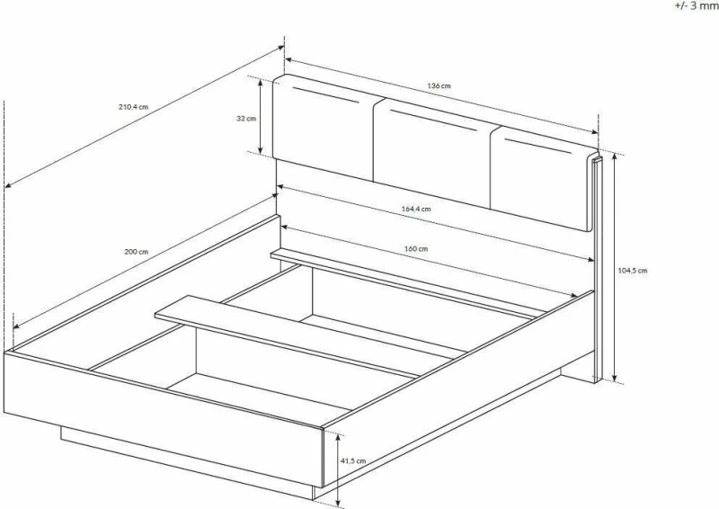 Σετ Κρεβατοκάμαρας Arco Λευκό 160x200cm 4τμχ