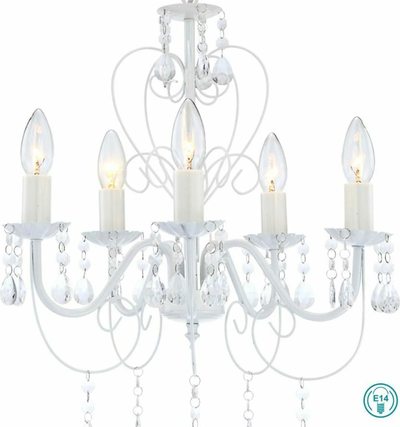 Globo Lighting Pinja Πολυέλαιος 6xE14 με Κεράκια Λευκός 63126-5