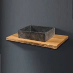 Tema 100 Πάγκος χωρίς Νιπτήρα 100x50x5cm Φυσικό Ξύλο