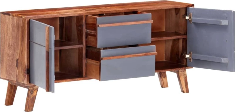 vidaXL Μπουφές Γκρι 120 x 30 x 55 εκ. από Μασίφ Ξύλο Sheesham