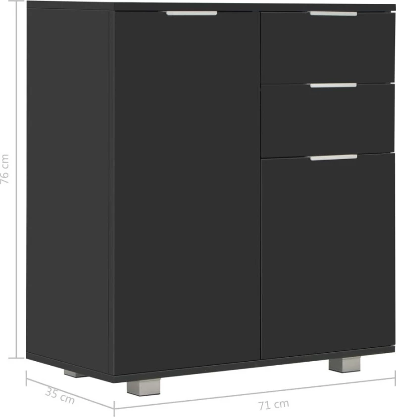 Μπουφές Ψηλός Γυαλιστερός Μαύρος 71 x 35 x 76 εκ. Μοριοσανίδα