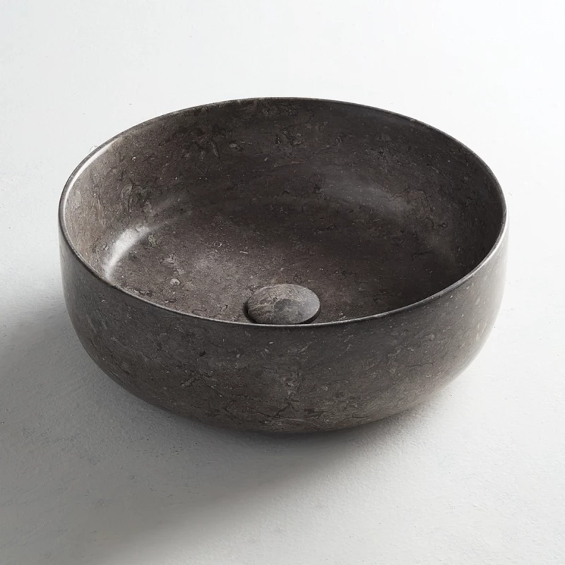 Fossil Jetti Επικαθήμενος Νιπτήρας Πέτρινος 33x33cm Γκρι