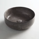 Fossil Jetti Επικαθήμενος Νιπτήρας Πέτρινος 33x33cm Γκρι