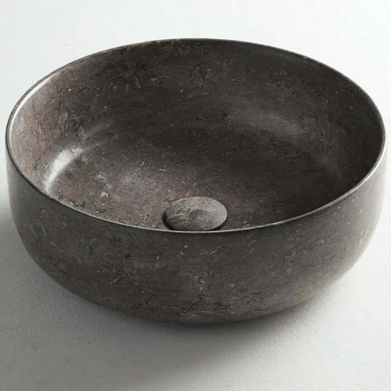 Fossil Jetti Επικαθήμενος Νιπτήρας Πέτρινος 33x33cm Γκρι