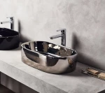 Tema Corona Επικαθήμενος Νιπτήρας Πορσελάνης 55x35cm Ασημί