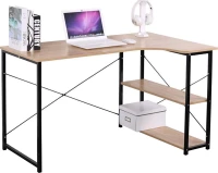 Γραφείο TADORNA Καφέ/Μαύρο MDF/Μέταλλο 120x74x71.5cm