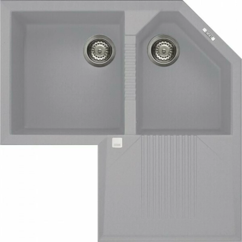 Elleci Tekno Corner Metaltek Ένθετος Νεροχύτης Γωνιακός 83x83cm Aluminium