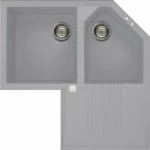 Elleci Tekno Corner Metaltek Ένθετος Νεροχύτης Γωνιακός 83x83cm Aluminium