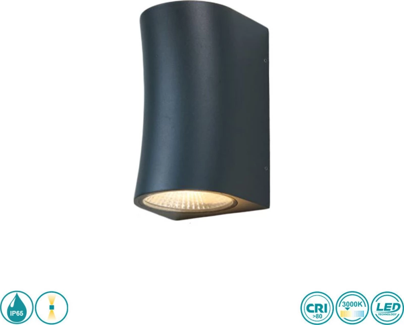 Sun Light Στεγανό Επιτοίχιο Εξωτερικό Φωτιστικό Γκρι 26116