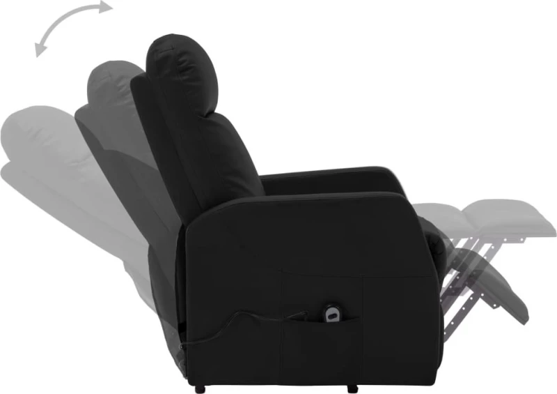 Πολυθρόνα Relax με Υποπόδιο από Δερματίνη Μαύρη 66x91x107cm