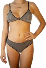 Sexy Set Slip Και Σουτιέν Ασημί Μεταλιζέ 0004-001