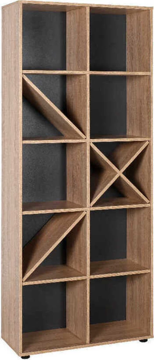 Βιβλιοθήκη με 5 ράφια σε χρώμα sonoma/μαύρο 75x30x188