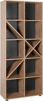 Βιβλιοθήκη με 5 ράφια σε χρώμα sonoma/μαύρο 75x30x188
