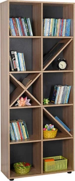 Βιβλιοθήκη με 5 ράφια σε χρώμα sonoma/μαύρο 75x30x188