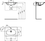 Ideal Standard Tesi Ii Ένθετος Νιπτήρας Πορσελάνης 62.5x45cm Λευκός