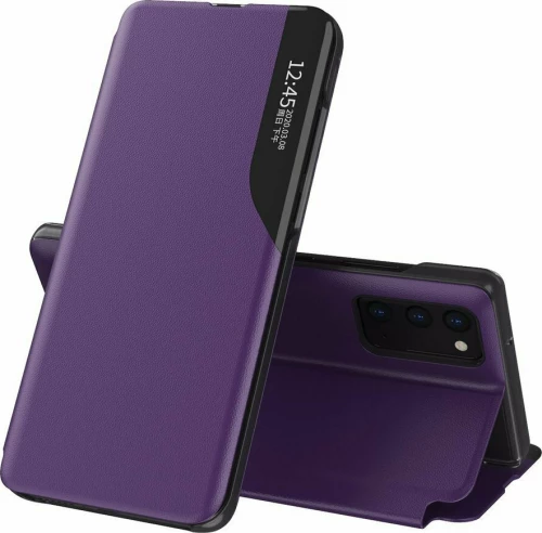 Eco Leather View Case elegant bookcase type case with kickstand for Samsung Galaxy M51 purple