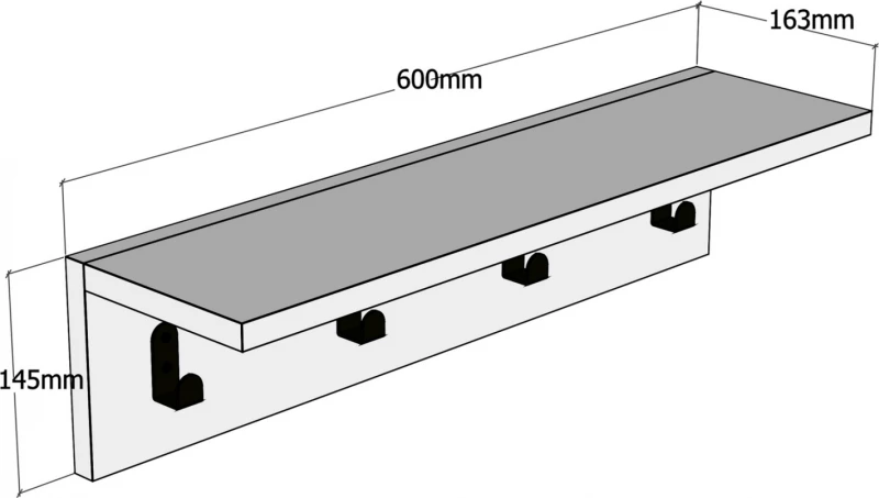 Κρεμάστρα Τοίχου Ξύλινη Λευκή 60x16.3x14.5cm